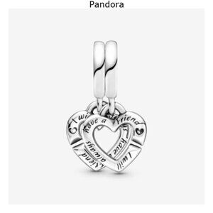 Pandora Linked Sister Hearts Split Dangle Charm